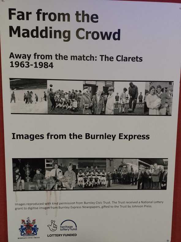 title board of the Civic Trust BFC football display at Burnley Library